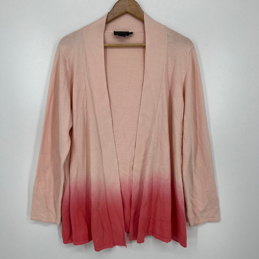 Pendleton Womens XL Pink Ombre Cotton Open Front Cardigan Sweater